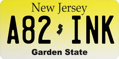 NJ license plate A82INK