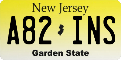NJ license plate A82INS