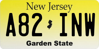 NJ license plate A82INW