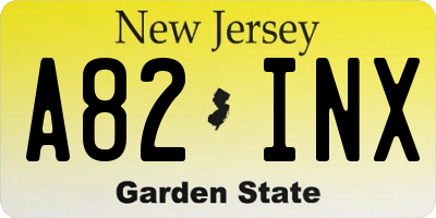 NJ license plate A82INX