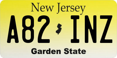 NJ license plate A82INZ