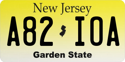 NJ license plate A82IOA