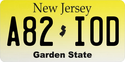 NJ license plate A82IOD