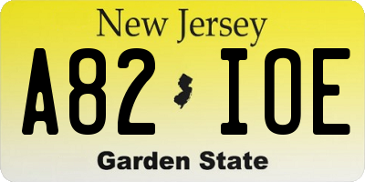 NJ license plate A82IOE