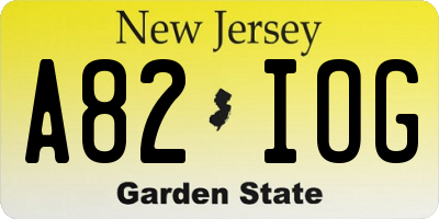 NJ license plate A82IOG