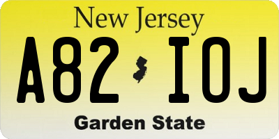 NJ license plate A82IOJ