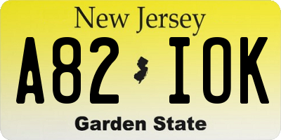 NJ license plate A82IOK