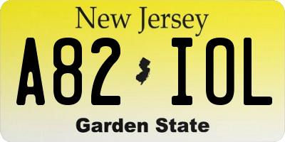NJ license plate A82IOL