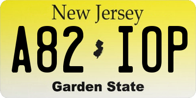 NJ license plate A82IOP