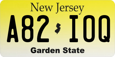 NJ license plate A82IOQ