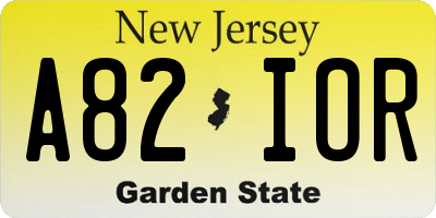 NJ license plate A82IOR