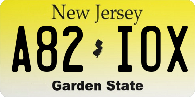 NJ license plate A82IOX