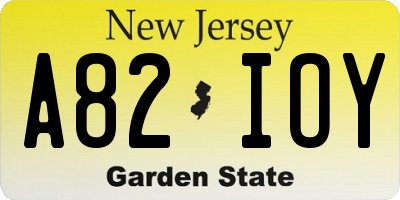 NJ license plate A82IOY