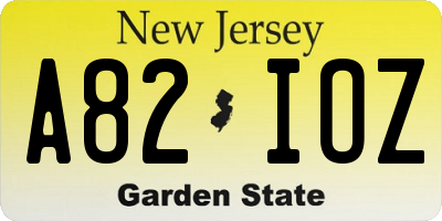 NJ license plate A82IOZ