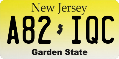 NJ license plate A82IQC