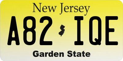NJ license plate A82IQE