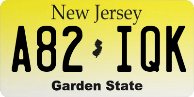 NJ license plate A82IQK
