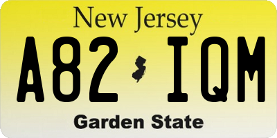 NJ license plate A82IQM