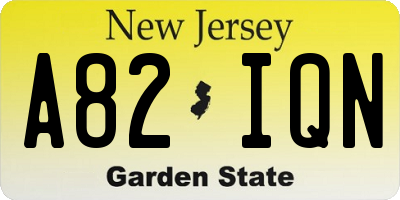 NJ license plate A82IQN