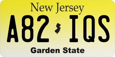 NJ license plate A82IQS