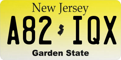 NJ license plate A82IQX