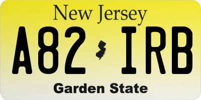 NJ license plate A82IRB