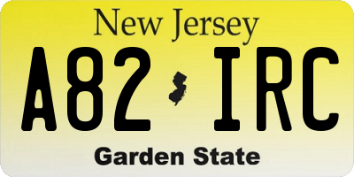 NJ license plate A82IRC
