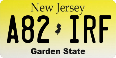 NJ license plate A82IRF