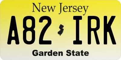NJ license plate A82IRK