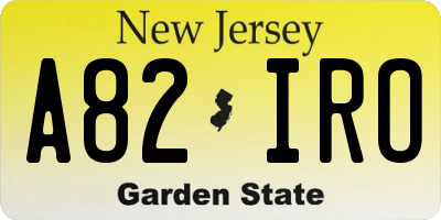 NJ license plate A82IRO
