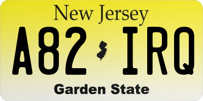 NJ license plate A82IRQ