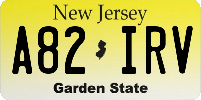NJ license plate A82IRV