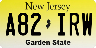 NJ license plate A82IRW