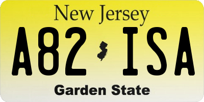 NJ license plate A82ISA