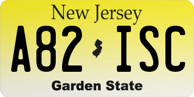 NJ license plate A82ISC