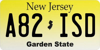 NJ license plate A82ISD