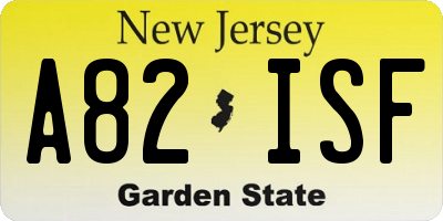 NJ license plate A82ISF
