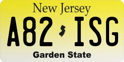 NJ license plate A82ISG