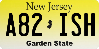 NJ license plate A82ISH