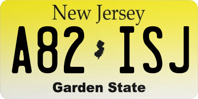 NJ license plate A82ISJ