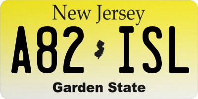 NJ license plate A82ISL