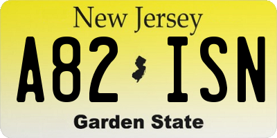 NJ license plate A82ISN