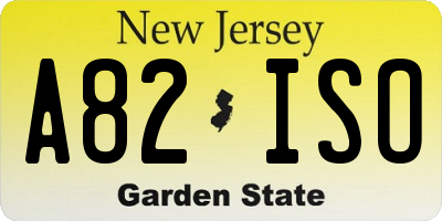 NJ license plate A82ISO
