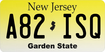NJ license plate A82ISQ