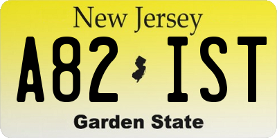 NJ license plate A82IST