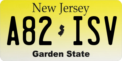 NJ license plate A82ISV