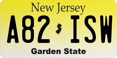 NJ license plate A82ISW