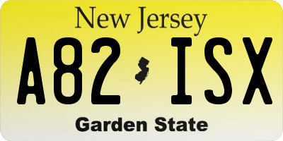 NJ license plate A82ISX