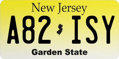 NJ license plate A82ISY