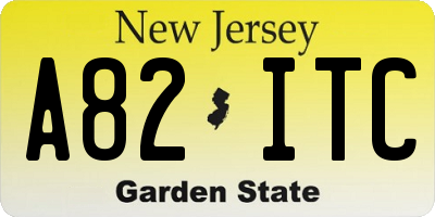 NJ license plate A82ITC